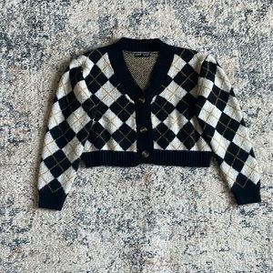 Argyle Cropped Cardigan